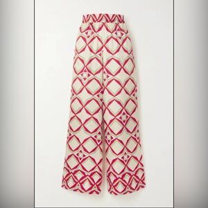 LA DOUBLEJ PALAZZO PANTS DIAMOND PRINT SILK TWILL - S